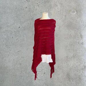 Burgundy fringe poncho